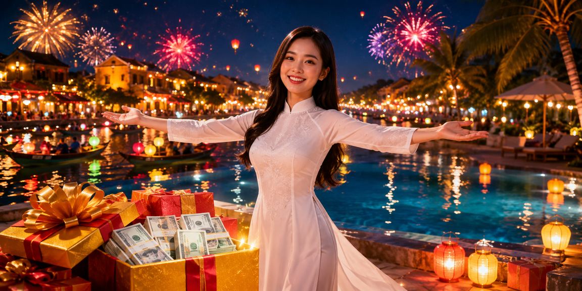 Người dùng tại Hội An mặc áo dài duyệt ưu đãi cá cược trên điện thoại