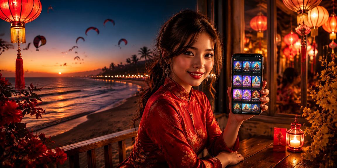 Người chơi tại Hội An truy cập vipvin qua điện thoại tại quán cà phê