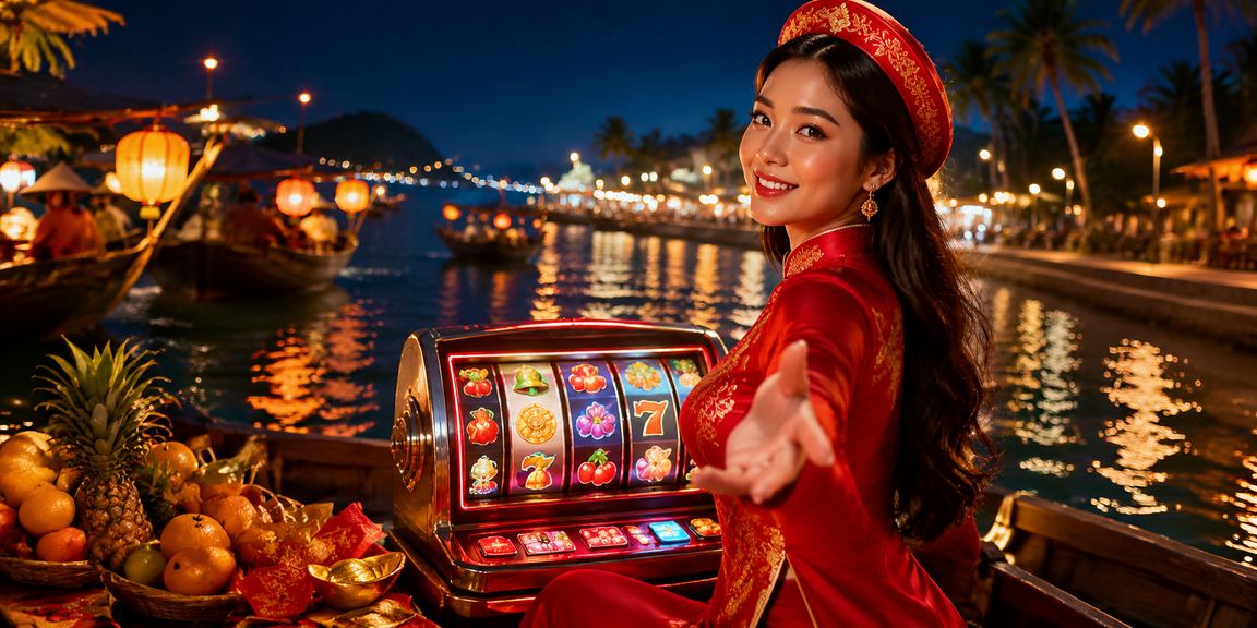 Đèn lồng đỏ và không khí lễ hội Tết Việt Nam cùng slot game Vipvin